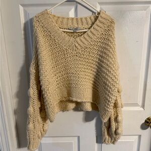 FAVLUX Cream V-Neck Sweater